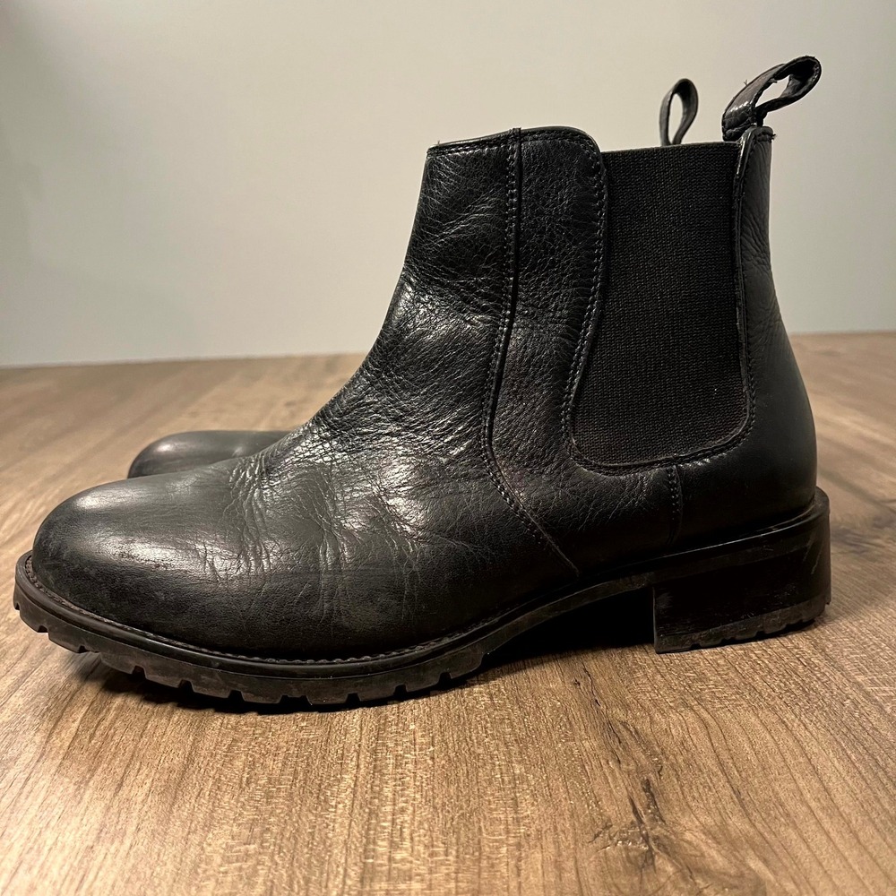 Duluth Trading Co Chelsea Boots Black Lifetime Leather Lug Sole Womens Size 11
